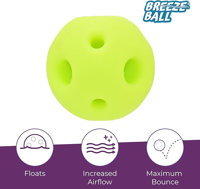 Multipet Breeze Balls for Dog - Bevel Tech Interactive Dog Toy w/Holes for Breathing - Flotable Ball for Dogs - Pet Toy for Chewing & Playing (1 Count, 3”, Random Color Surprise)