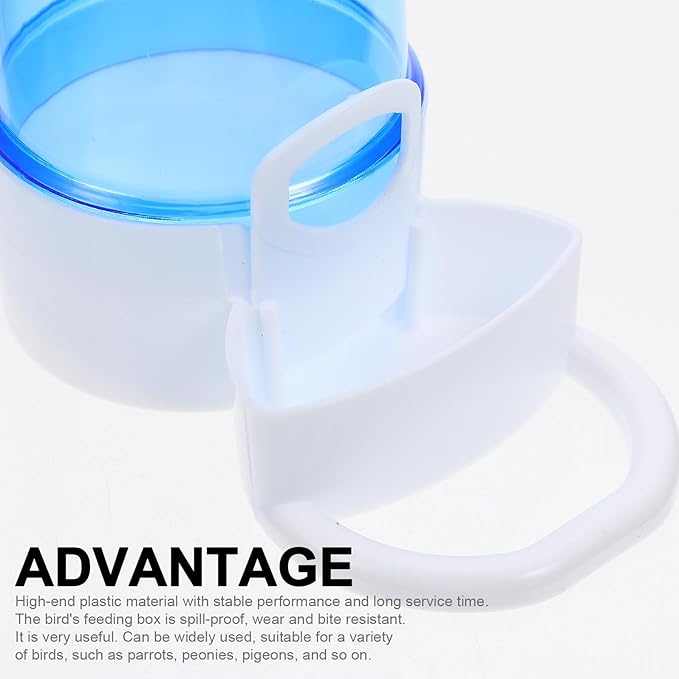 2pcs Automatic Bird and Hamster Food Dispenser Water Feeder, Plastic Cage Accessory for Parrots, Parakeets, and Small Pets, Blue, Suitable for Large Bird Cages