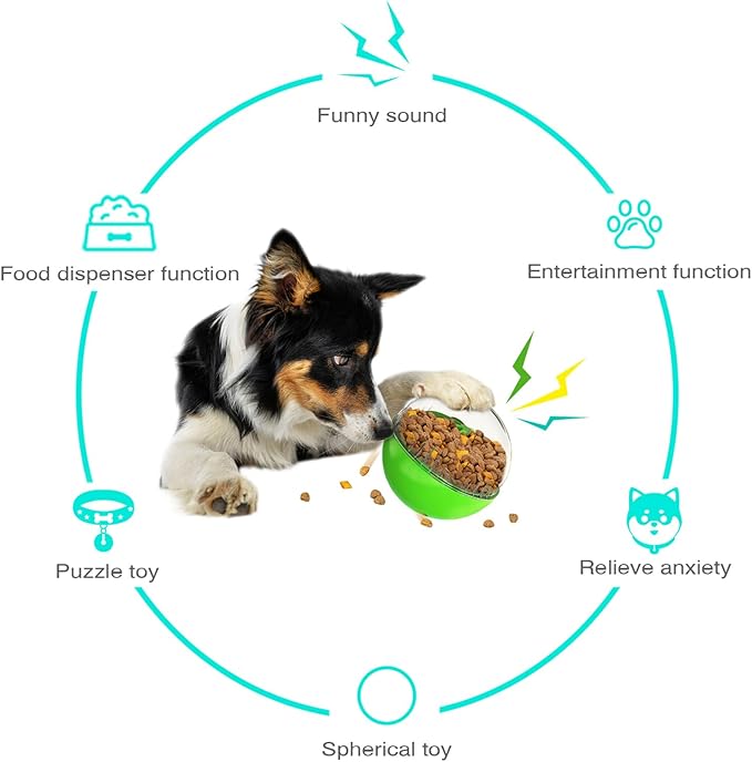 Dog Treat Ball, Dog Food Puzzle Slow Feeder Interactive Squeaky Mental Stimulation Toys, Dog& Cat Treat Dispenser Puzzle Toys Active Rolling Balls for Medium/Large Dog Breeds