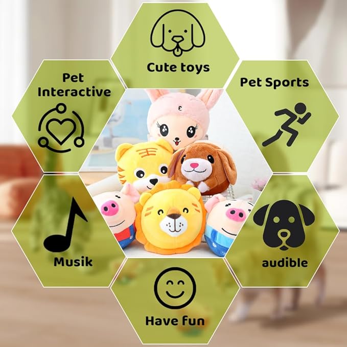 Interactive Dog Toys,2024 New Active Moving Pet Plush Toy,Squeaky Moving Dog Ball Toy,Rechargeable Puppy Toys to Keep Them Busy,Washable Pig Plush Toys(Rabbit)