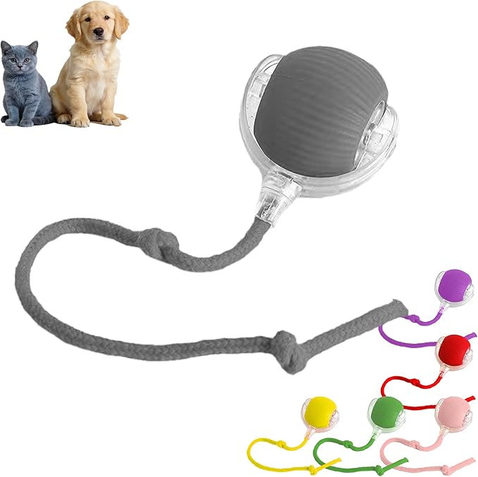 Smart Tiny Fetch Dog Toy, Interactive Cat Toys Ball with Smart Motion Sensor and Auto-Dodging for Bored Kitten Pet Cats Dogs (Gray)