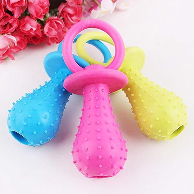 Jinshining Blue Dserw Dog Pacifier Chew Toy, Mini Bite Resistant Bell - Shape Rubber Pacifier Pet Molar Chew Training Toy, Bell Chewing Playing Training Toy for Puppy/Dog/Cat