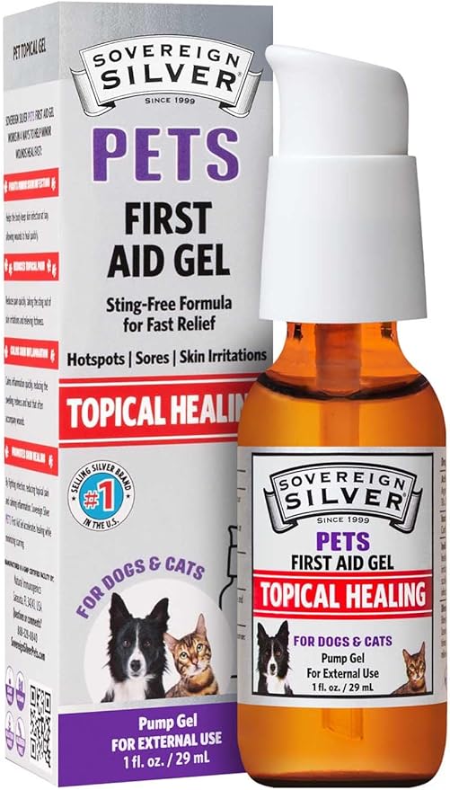 Sovereign Silver First Aid Gel for Pets - Topical Healing for Dogs and Cats, 1oz Pump Gel