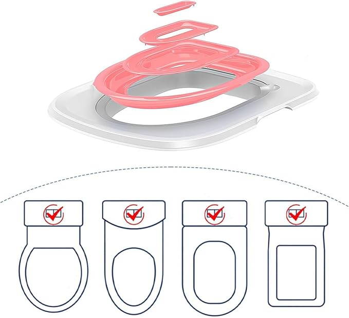 Cat Toilet Trainer, Universal Cat Toilet Training Systems, Reusable Plastic Trainer White Tray with Pink Inner Support, Pet Supply for Kitty Potty Puppy Small Trainer, Litter Boxes (Pink)