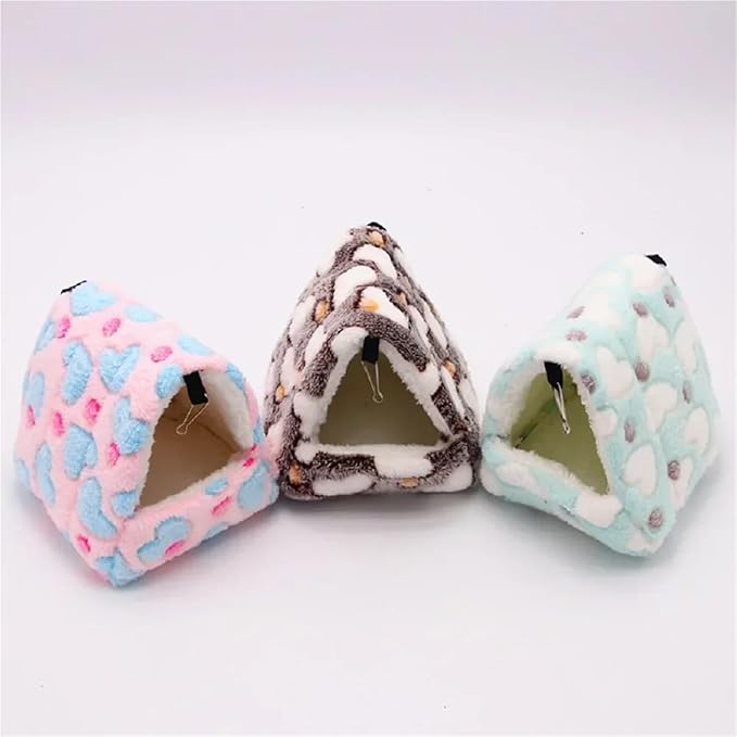 Guinea Pig Bed Heart Plush Pet Hamster Nest for Birds House Warm Comfortable Winter Parrot Hammock Cave Cage Hut Tent Pet Bird Cage Accessories(Heart Purple,XL 24x23x25cm)