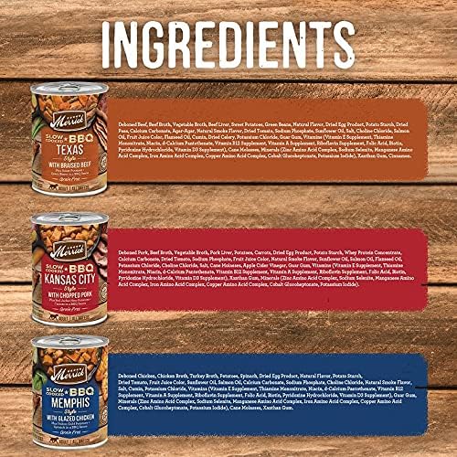 Merrick Slow-Cooked BBQ Premium Real Meat Canned Wet Dog Food Variety Pack, Beef, Chicken And Pork Recipes - (Pack of 12) 9.5 lb. Cans