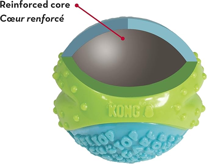 KONG CoreStrength Ball - Dog Dental Chew Toy - Durable, Multi-Layered Dog Toy for Enrichment Play & Dental Care - with Textured Body for Teeth Cleaning - for Large Dogs