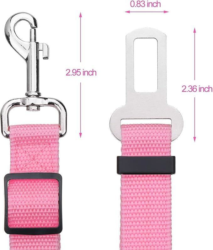 Elisel 2 Packs Adjustable Length Pet Dog Cat car seat Belt Pet seat Belt Pet Accessories for Dogs Cats and Pets (Blue Pink)
