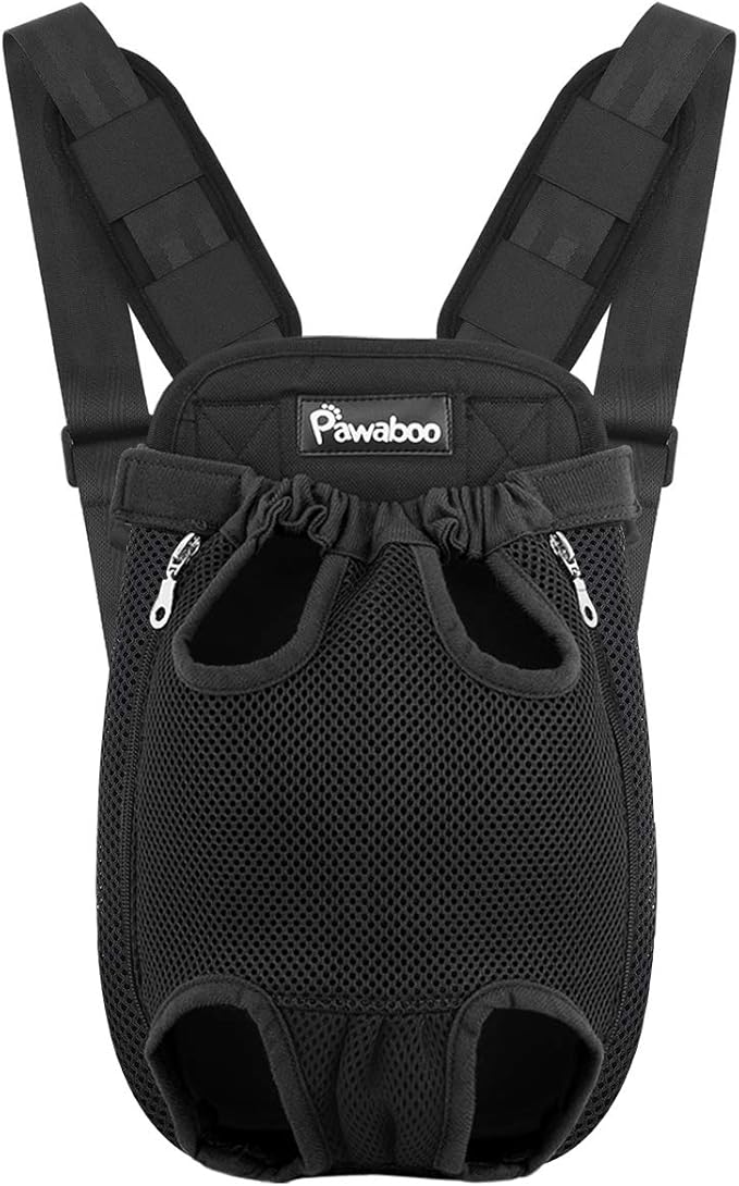 Pawaboo Pet Carrier Backpack, Adjustable Pet Front Cat Dog Carrier Backpack Travel Bag, Legs Out, Easy-Fit for Traveling Hiking Camping for Small Medium Dogs Cats Puppies 13-16lbs, Extra Large, Black