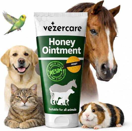 Honey Balm Ointment with Spruce Resin for Dogs, Cats & Horses, Alternative to Medihoney Wound Gel, Hot Spot Treatment for Dog and Cat Wound Care, 1.7oz, Made in Finland, Antifungal & Steroid Free
