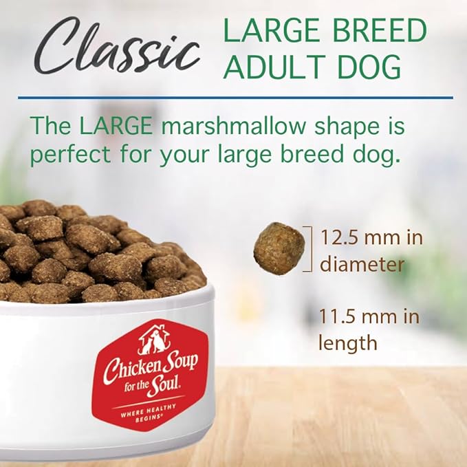 Chicken Soup for the Soul All Natural Premium Large Breed Adult Dry Dog Food, Real Meat First Ingredient, No By-Products, Supports Heart, Gut & Immune Health, Chicken, Turkey & Brown Rice, 28lb