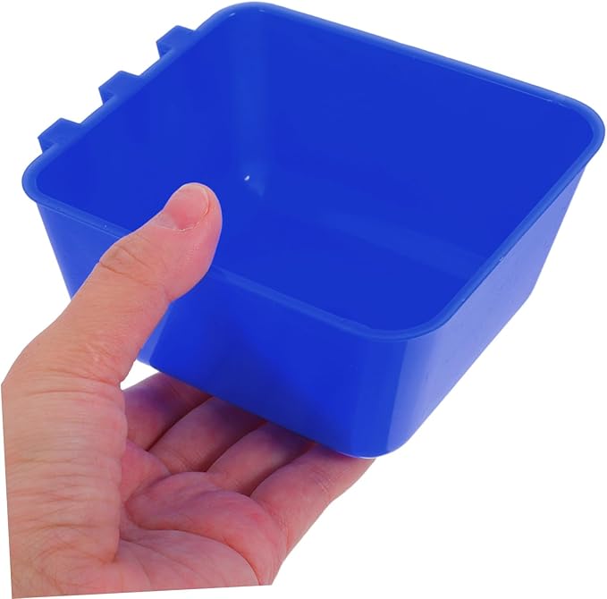 Abaodam 4pcs Hanging Bird Cage Feeding Cups for Rabbit and PET Water Bowl Sturdy 12.5x9.5x6CM Blue Food and Water Dishes for Parrots Roosters and Poultry