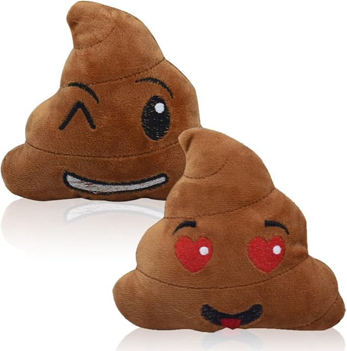 2Pack Pet Dog Squeak Toy Funny Face Expression Plush Poop Shape Stuffing Squeaking Puppy Playtoy for Small Dogs Puppy