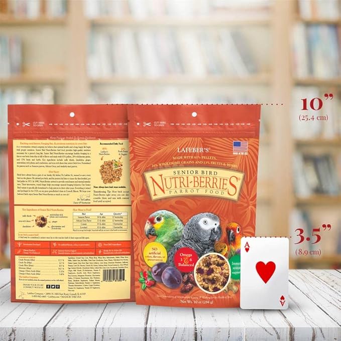 LAFEBER'S Senior Bird Nutri-Berries Pet Bird Food, Made with Non-GMO and Human-Grade Ingredients, for Parrots, 10 oz