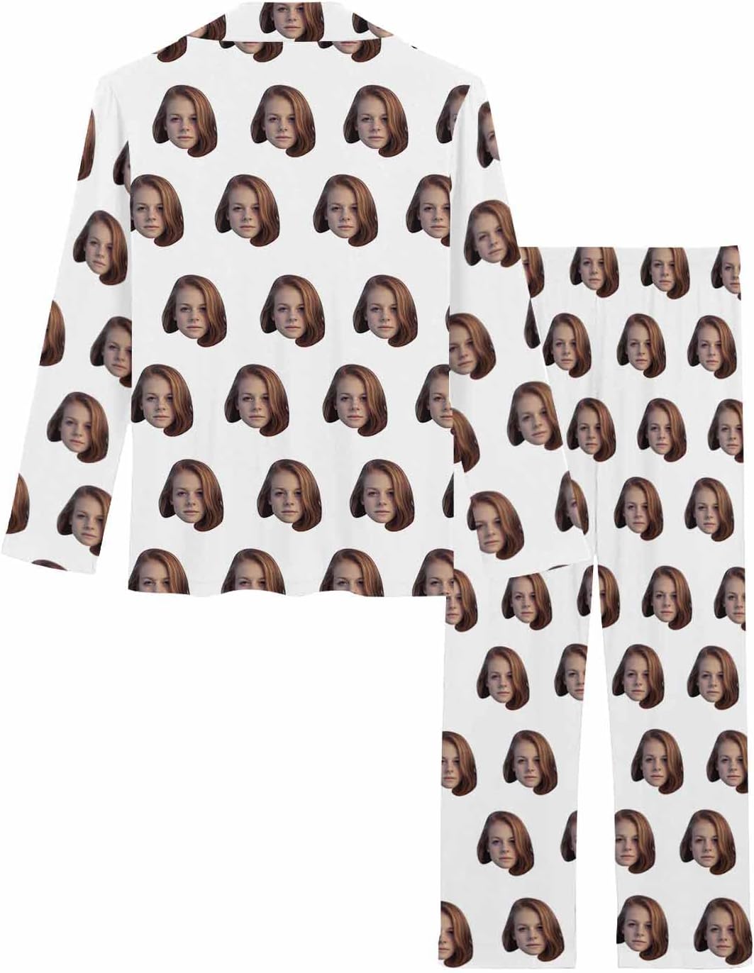 MyPupSocks Custom Face Pajamas for Women Set, Personalized Photo Long Sleepwear XS-XXL