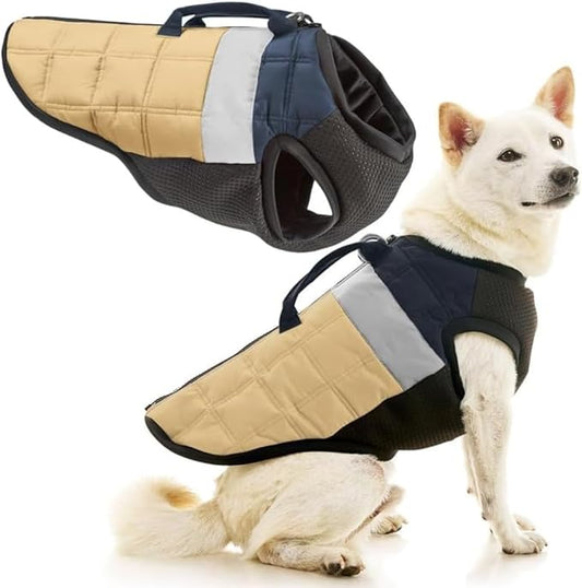 Gooby Bomber Vest Lift Dog Harness - Tan, Small - Padded Support Harness with Lift Handle for Small Dogs