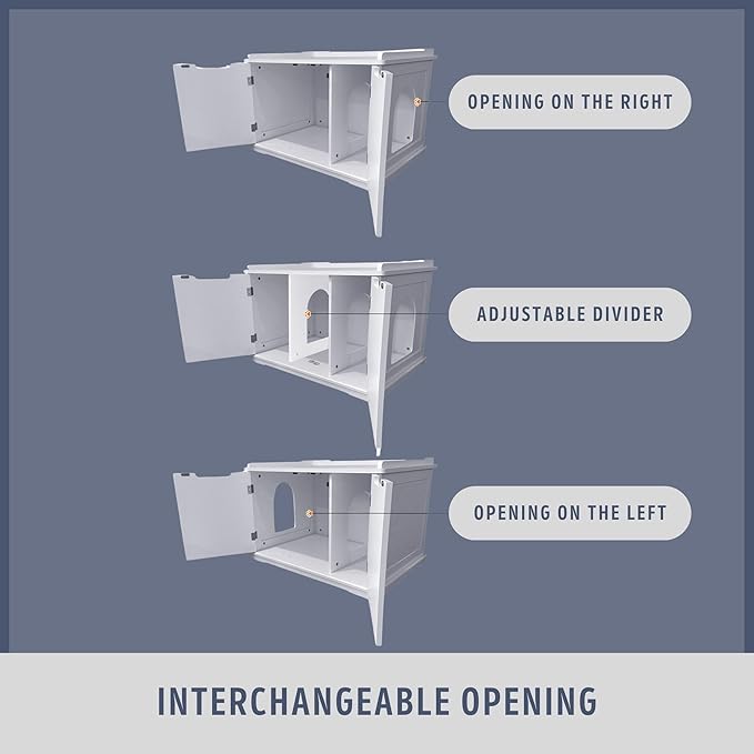 Trixie XL Furniture Litter Box Enclosure (Gray), Hidden Litter Box for Cats with Openings on Either Ends & Large Ventilations Slots, Double Doors for Easy Cleaning, Removable Divider