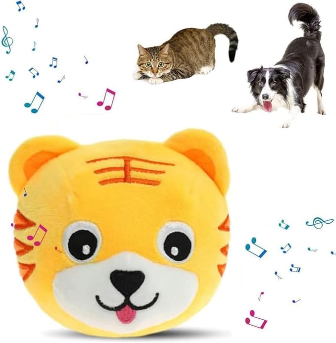 Interactive Dog Toys, Active Moving Pet Plush Toy, 2026 Squeaky Moving Dog Ball, Washable Cartoon Pig Sound Electronic Dog Toy, Shake Bounce Boredom Talking Toys for Dog Cats (Tiger)