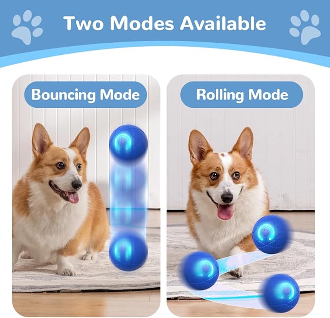 Interactive Dog Toys for Small Dogs, Dog Balls Cat Toys Rolling Ball for Puppy Small Medium Dogs and Cat, Self Moving Jumping Bouncing and Rotating Toy to Keep Them Busy (Blue+Orange)