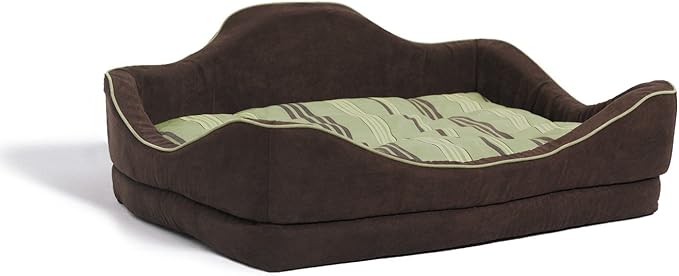 MidWest Homes for Pets MidWest Quiet Time 36-By-24-Inch Camelback Designer Pet Bed, Green/Brown