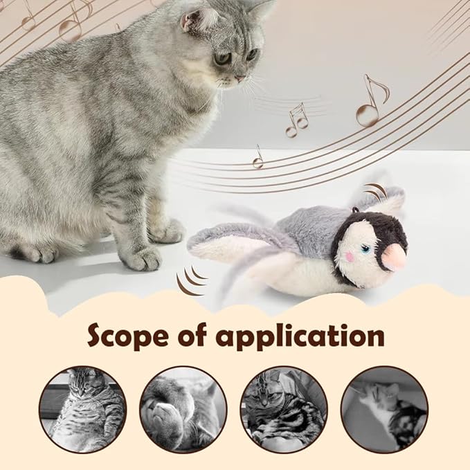 2026 New Chase Cat Toy, Rechargeable Interactive Chirping Bird Cat Toy, Chirping Bird Cat Toy Flapping Wings, Flying Interactive Simulation Electric Cat Toy (Blue)