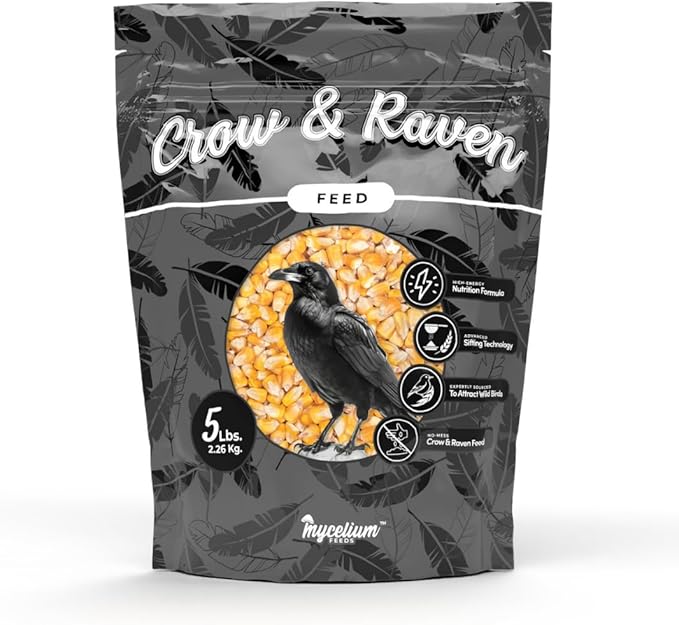 Mycelium Premium Crow Food | 5 LB Organic Corn for Crows, Ravens, & Wild Birds | High-Energy, No-Mess Bird Seed for Outdoor Feeders & Ground Feeding | Non-GMO, Made in USA