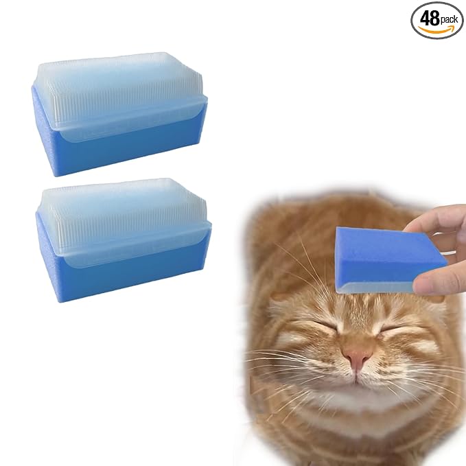 2PC Soft Cat Brush for Grooming - Gentle Cat Tongue Brush with1300+Barbed Serrations, Brushes for Sensitive Cats-Lightweight, gentle, Perfect for Daily Grooming&Enhancing Bonding (blue)