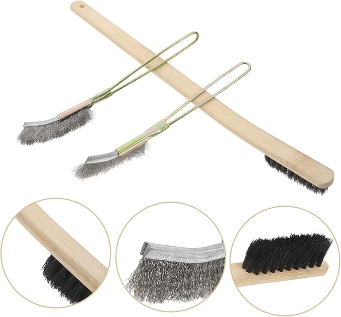 Mikikit 3pcs Bird Cage Cleaning Brush Wooden Handle Soft Bristles for Thorough Cleaning of Parrot and Parakeet Cages Durable Materials for Use