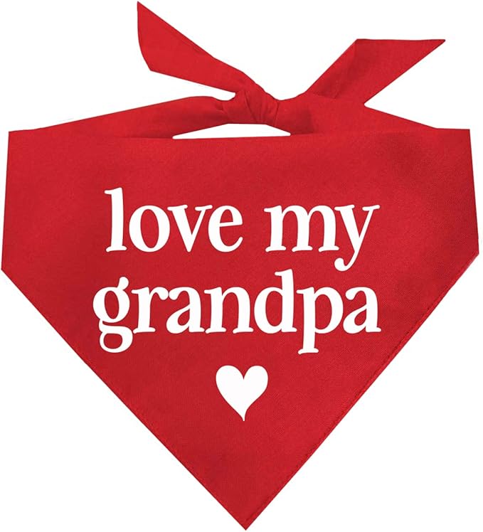Love My Grandpa Father's Day, Valentine's Day Dog Bandana (426 Red, X-Small)