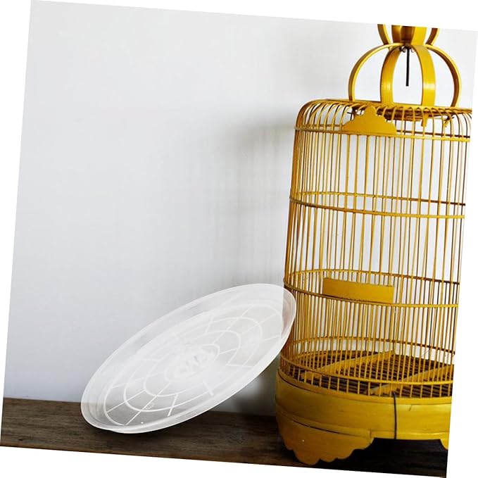 Happyyami 2pcs Transparent Bird Cage Tray for Small Animals Durable Plastic Litter Holder Replacement for Parakeet Budgie and Small Birds