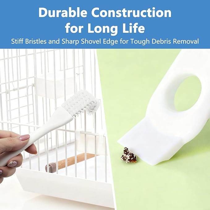 4Pcs Bird Cage Cleaner Tools Long Handle Brush Supplies for Cleaning Poop Off Birdcage Dropping Remover Accessories for Parrot Cages Bunny Habitats and Pet Cage Maintenance