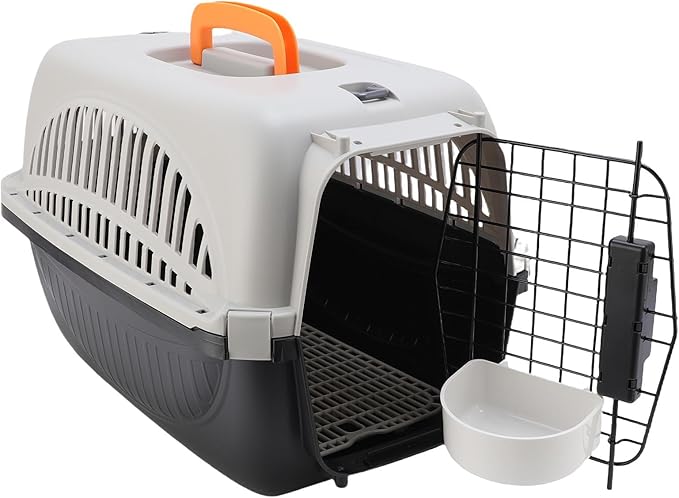 Pet Carrier for Small Dogs and Cats, Cat Carrier Plastic Dog Transport Box Pet Box for Outdoor Travel - Easy to Assemble Ample Space Excellent Ventilation (Black)
