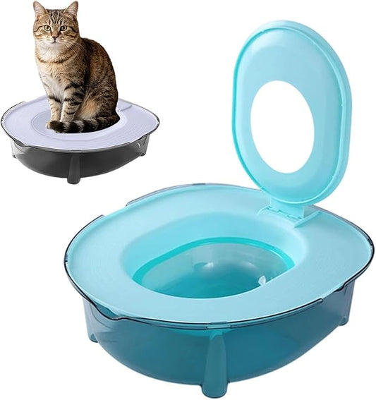 Cat Toilet Training Kit, Portable Litter Box with Flushable Design, Odor Control and Anti-Splash, Large Thickened Pp Material for Kittens and Cats (Light Blue)