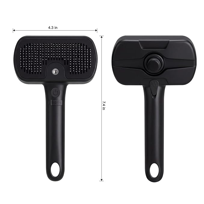 Pet Steam Brush, 3-in-1 Cat and Dog Grooming Brush for Shedding, Pet Hair Cleaning, Massage, Self Cleaning Spray Comb for Long and Short Hair (Black)