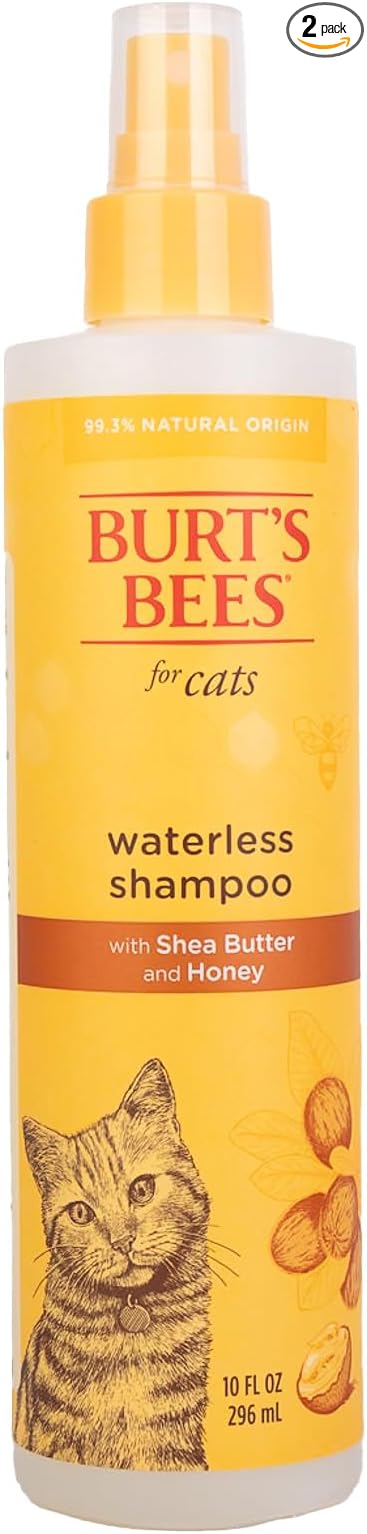 Burt's Bees for Pets Waterless Cat Shampoo Spray, No-Rinse Cat Dry Shampoo with Shea Butter & Honey for Gentle Cleaning Between Baths, pH Balanced, No Harsh Detergents, 10 Fl Oz