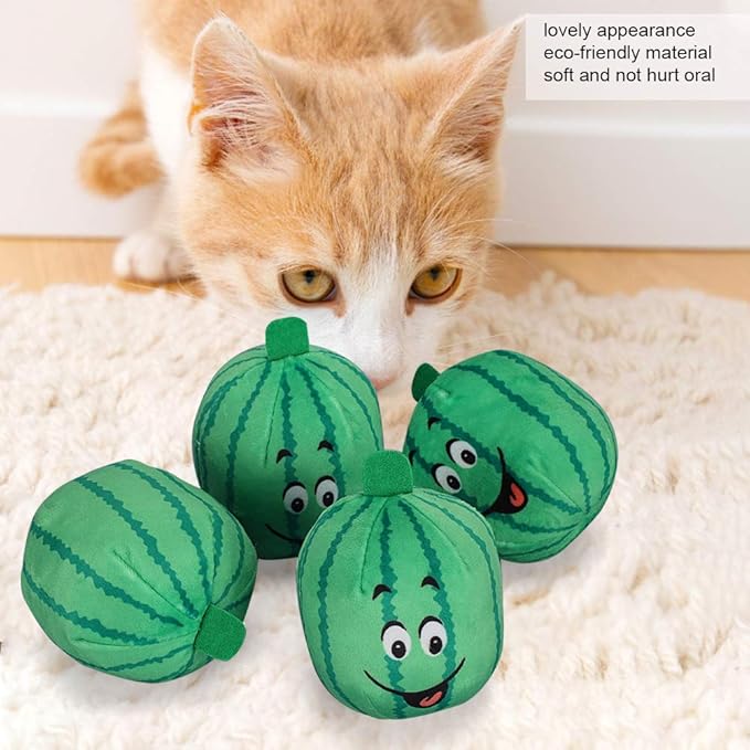 VINGVO Watermelon Toy Interactive Soft Pet Toys, Cat Interactive Toys Dog Plush Toys Squeaky Teething Toys, Funny Dog Puppy, Interactive Stuffed Dog Chew Toys for Small Large Dogs