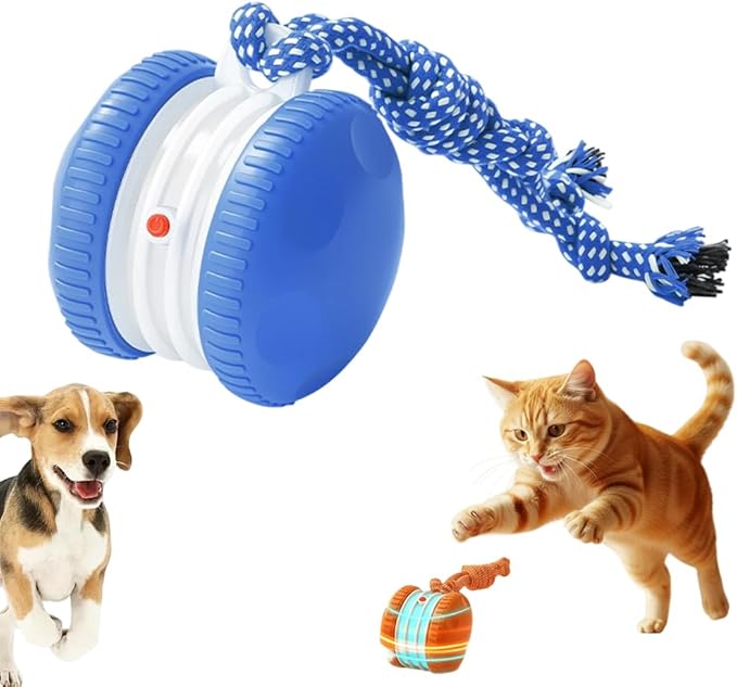 hoehew Interactive Dog Toy 2026 NEW Funny Automatic Moving Rolling Dog Toys with Rope for Small Medium Large Dogs Cats, Puppy Toys Pet Ball to Keep Them Busy (Blue)