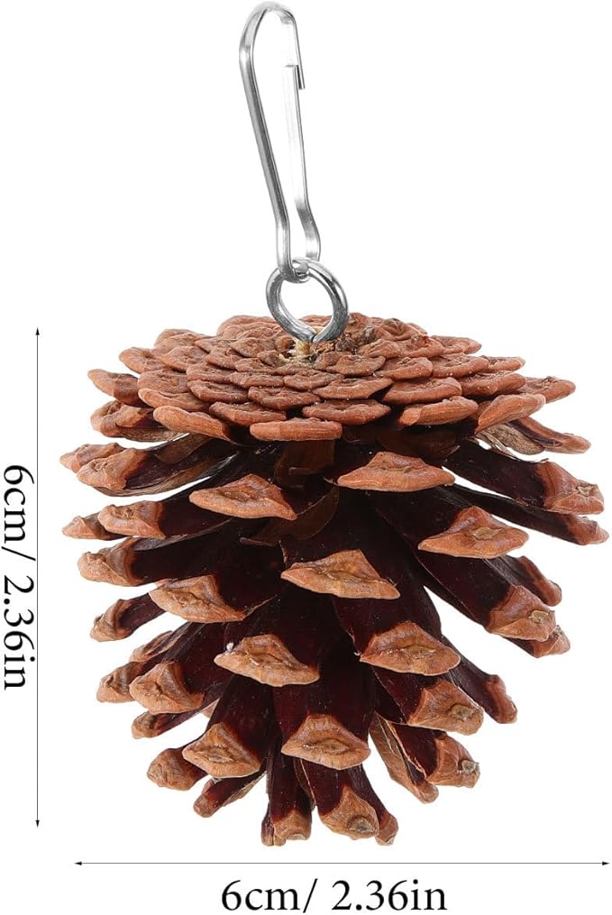 POPETPOP Hanging Parrot Chewing Toy Natural Pine Cone Bird Cage Toy for Foraging and Beak Exercise Durable Bite-Resistant Plaything for Parakeets Cockatiels Conures