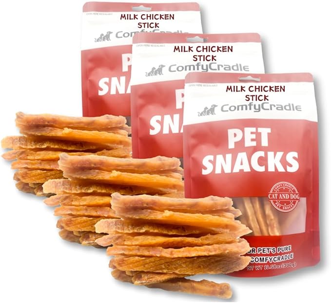 Chicken & Milk Jerky, Irresistible High-Protein Dog Treats, Calcium-Rich Tender Chews for Strong Bones & Teeth, Natural Training Reward (10.58 Ounce(Pack of 1)),Chicken