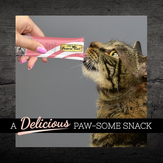 Fussie Cat Chicken with Beef Puree - 0.5 Ounce Tubes (Pack of 72 Tubes)