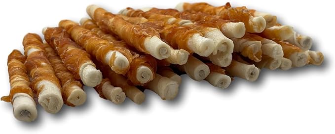 Top Dog Chews - All Natural Chicken Wrapped Rawhide Dog Twists (50 Pack)