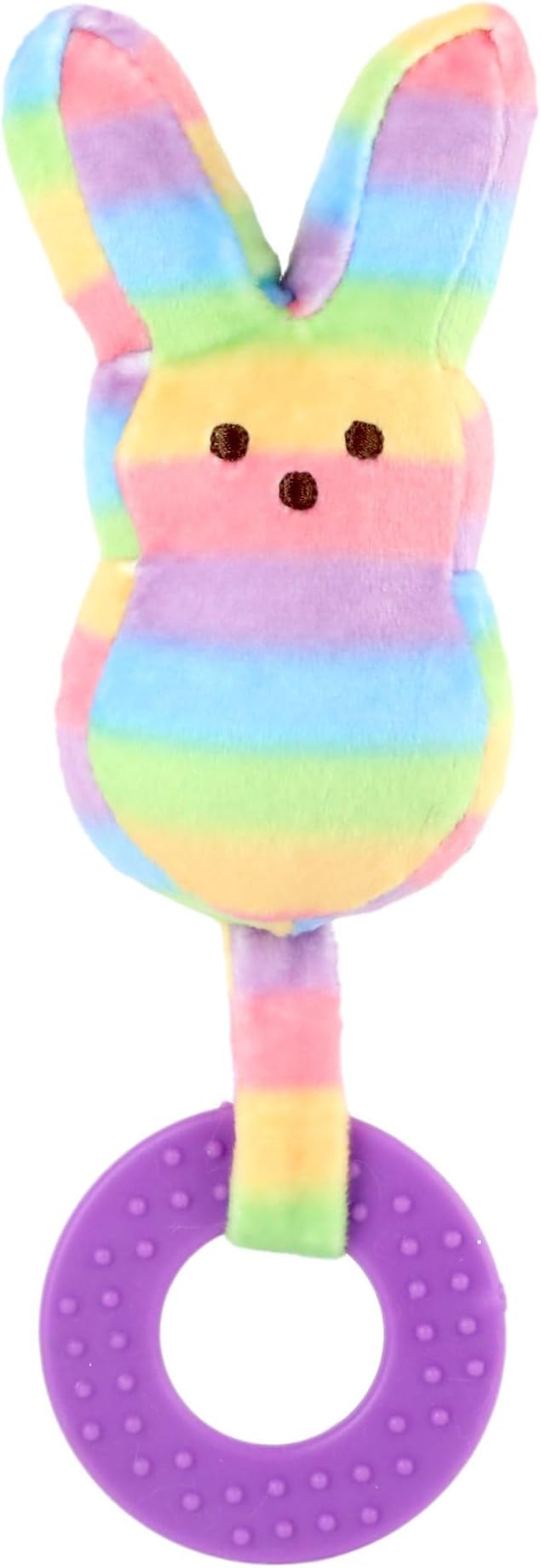 Peeps Officially Licenced Bunny Shaped Pet Toy Squeak Chew Soft Dog Cat (Rainbow)