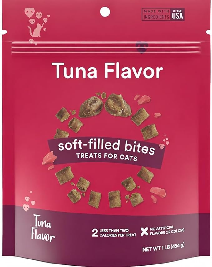 Tuna Cat Treats Crunchy Soft Filled Bites - Healthy Training Treats Indoor Cats Kittens Senior - Low Calorie Cat Snacks Food Topper No Artificial Flavors Wheat Soy Free All Breeds Made in USA 16 oz