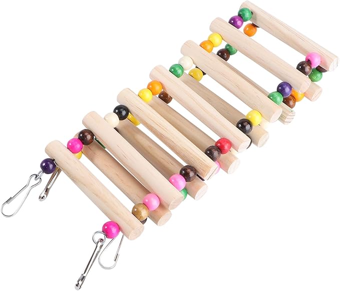 Kisangel Hamster Climbing Ladder Wooden Pet Playing Small Animal Climbing Accessory for Bird Cage and Hamster Cage