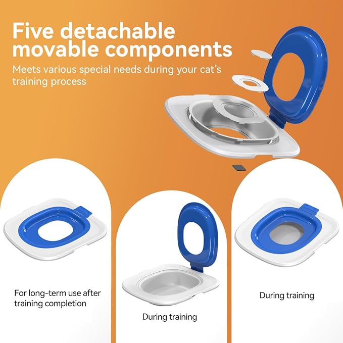 Cat Toilet Trainer Kit | Cat Potty Training Kit | Toilet Training for Cats & Cat Box（Blue）