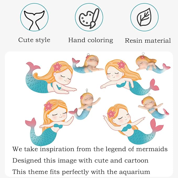 Floating Mermaid Fish Tank Decor, Cartoon Aquarium Decorations for Aquatic Pets to Play Resin Aquarium Ornaments Suitable for All Kinds of Fish Tank
