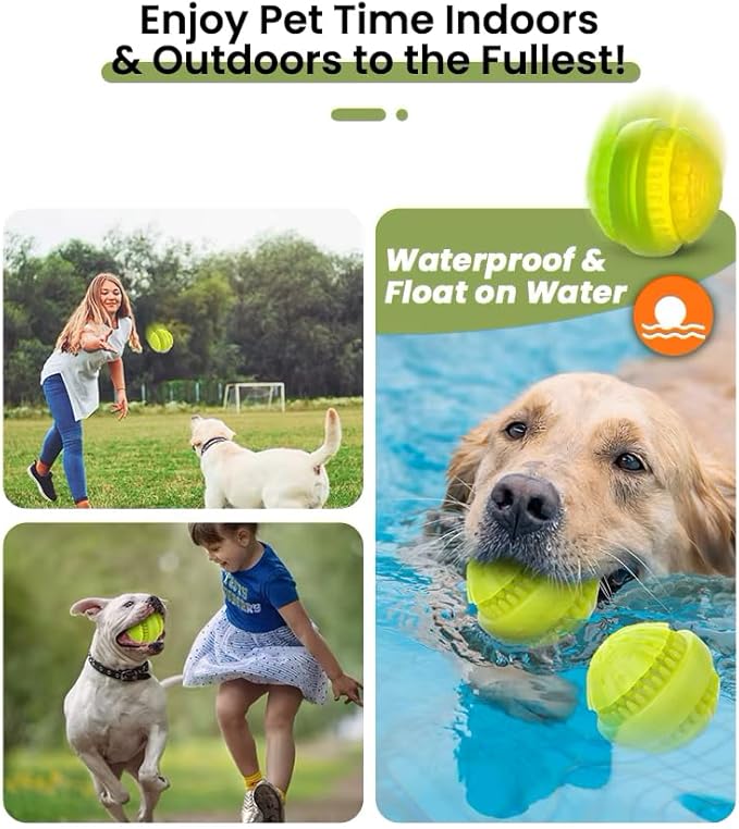 Eco-Friendly Rechargeable LED Dog Chew Toy Ball – Waterproof, Durable Silicone, Interactive Light-Up Design for Pets
