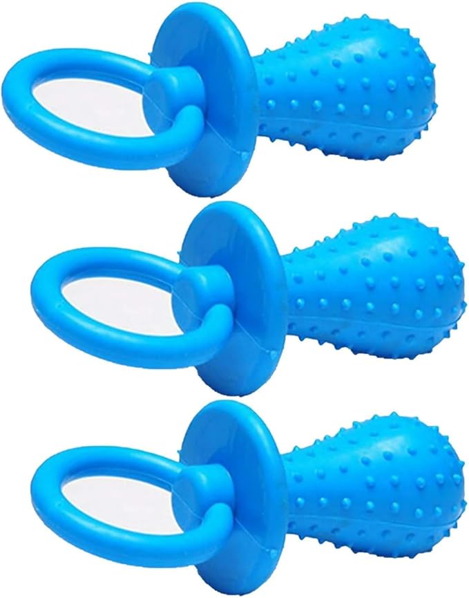 3Pcs Blue Dog Pacifier Chew Toys, Mini Bite Resistant Bell Shape Rubber Pacifier Pet Dog Puppy Molar Chew Training Toy, Puppy Pacifier,Bell Chewing Playing Training Toys