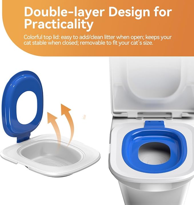Cat Toilet Trainer Kit | Cat Potty Training Kit | Toilet Training for Cats & Cat Box（Blue）