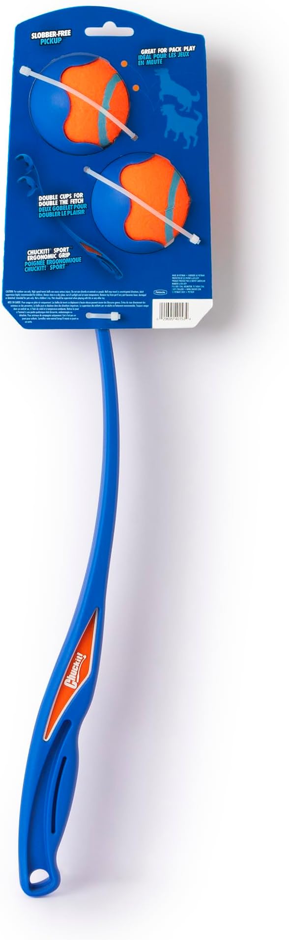 Chuckit! The Duo 22M Double Launcher Dog Toy, 22" Length, Includes 2 Medium Tennis Balls (2.5") Size Medium for Breeds 20-60lbs, for Multi-Dog and Pack Play, Launches Two Balls at Once